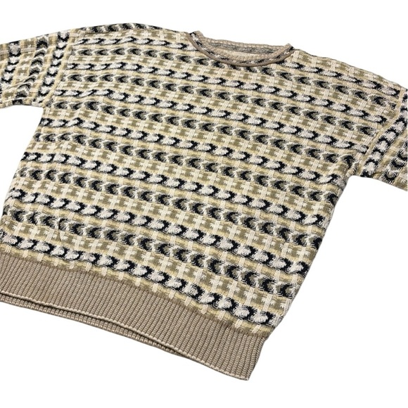 VTG 90s Y2K Crossings Fine Line Grandpa Sweater Crewneck Cotton Pullover Men XL - Picture 2 of 8